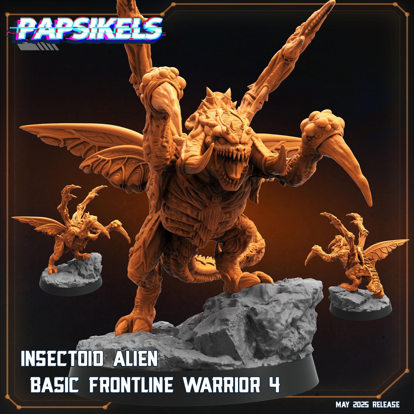 Aliens Vs Humans - Star Conflict - Insectoid Alien Basic Frontline Warrior - Starcraft, Papsikels, 32mm Mini for TTRPG Gaming, Alien RPG