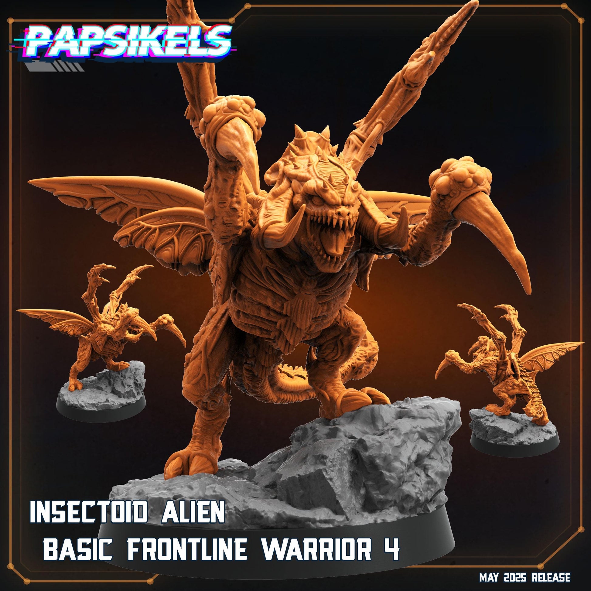 Aliens Vs Humans - Star Conflict - Insectoid Alien Basic Frontline Warrior - Starcraft, Papsikels, 32mm Mini for TTRPG Gaming, Alien RPG