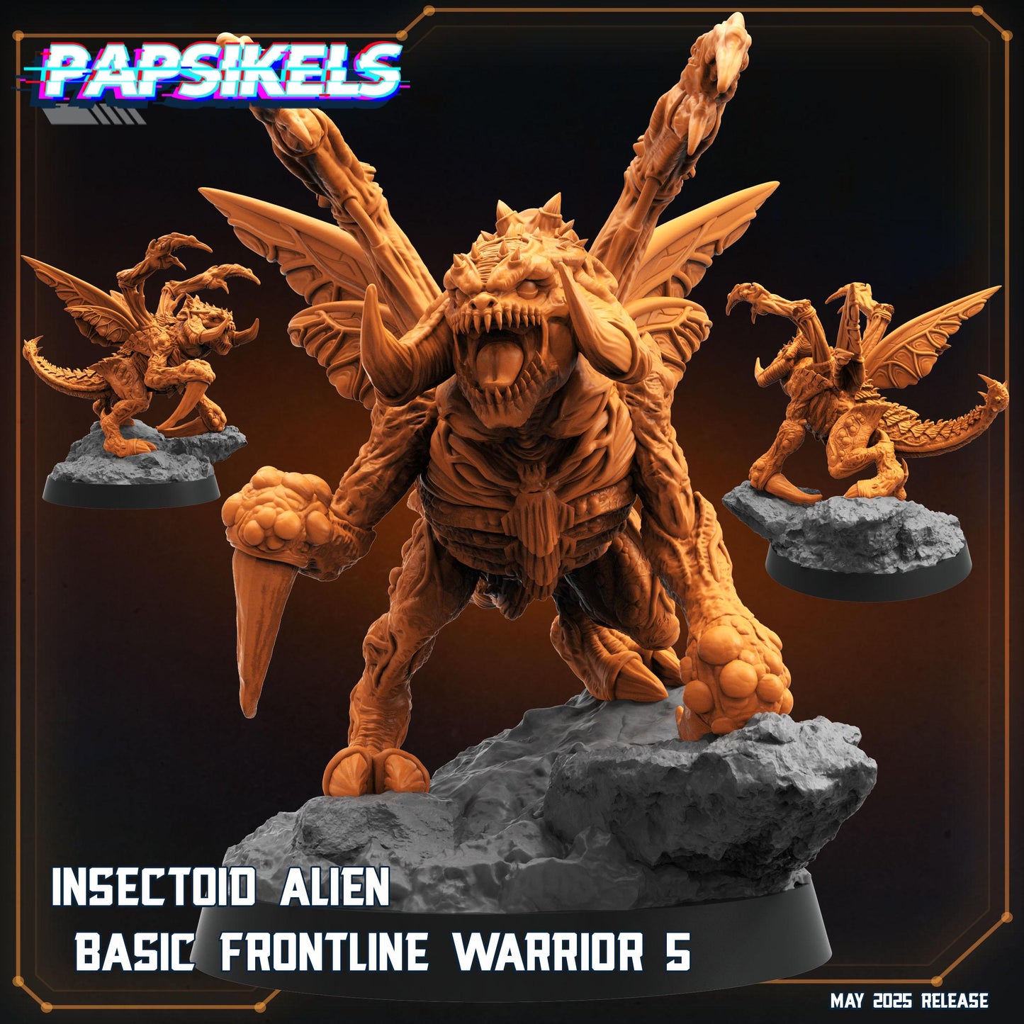 Aliens Vs Humans - Star Conflict - Insectoid Alien Basic Frontline Warrior - Starcraft, Papsikels, 32mm Mini for TTRPG Gaming, Alien RPG