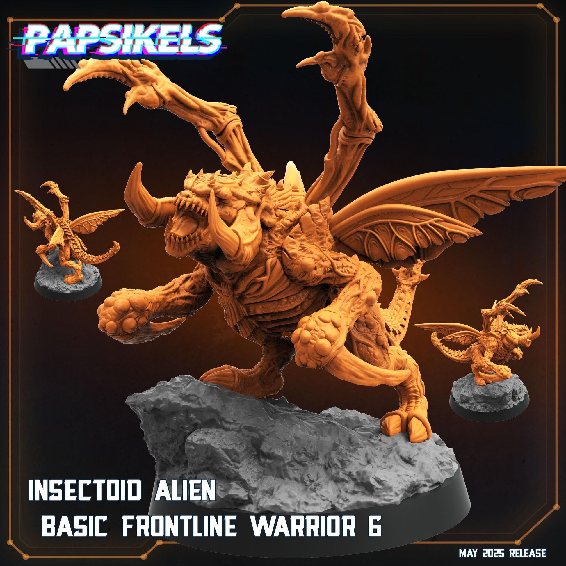 Aliens Vs Humans - Star Conflict - Insectoid Alien Basic Frontline Warrior - Starcraft, Papsikels, 32mm Mini for TTRPG Gaming, Alien RPG