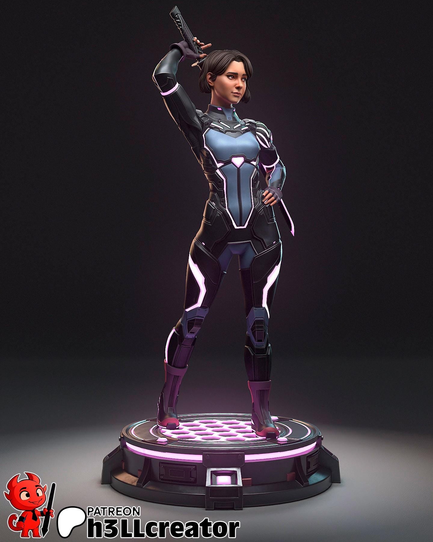 Mio from Split Fiction (fan art) | Full Model or Bust | Miniature scale 1:12 | h3LL Creator | DIY Model Kit