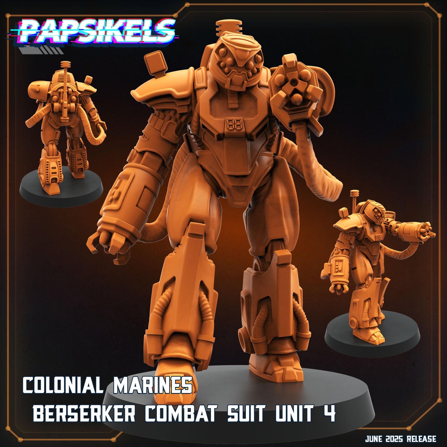 Colonial Marines Berserker Combat Suit Units Miniatures: Alien RPG, Sci-Fi (28/32mm Scale, Papsikels)