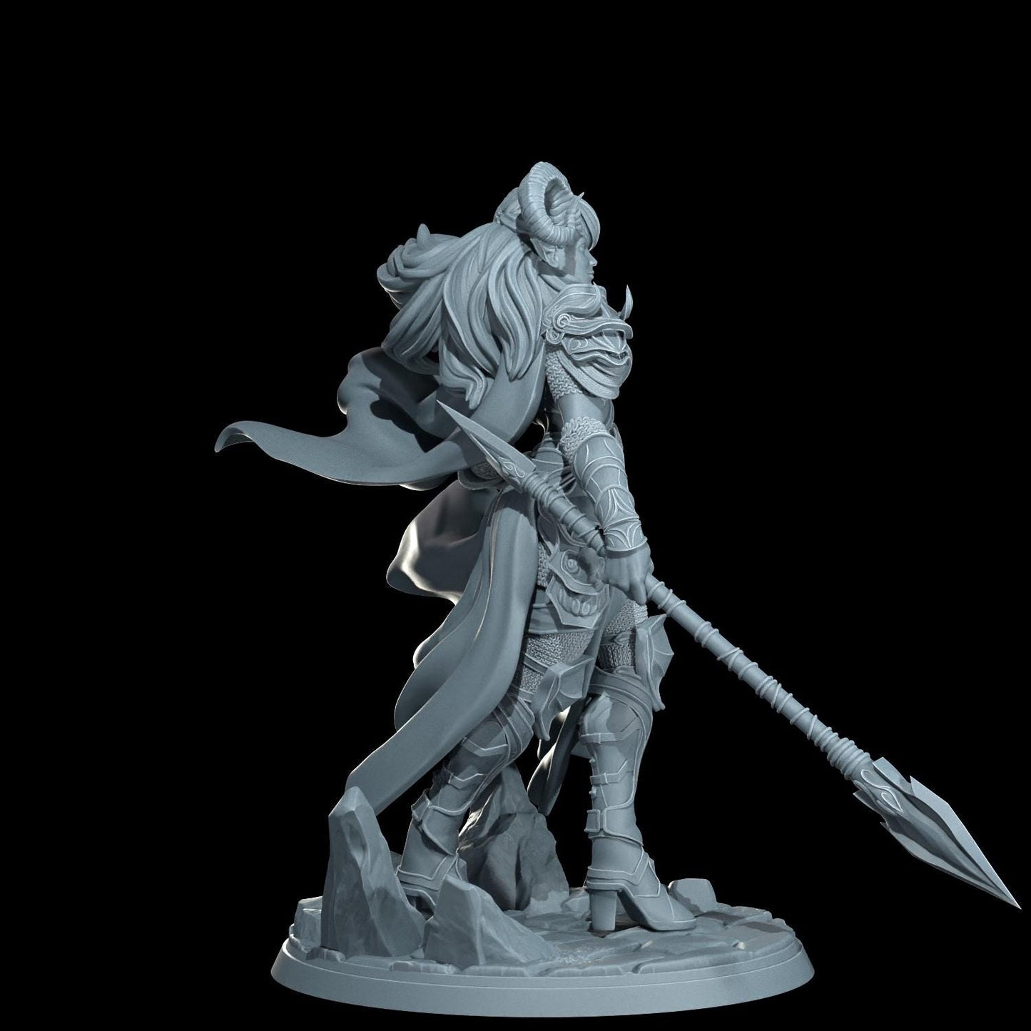 Kaela The Infernal Blade: Tiefling Warrior Miniature - Cosmondo Resin (28mm, 32mm, 75mm)