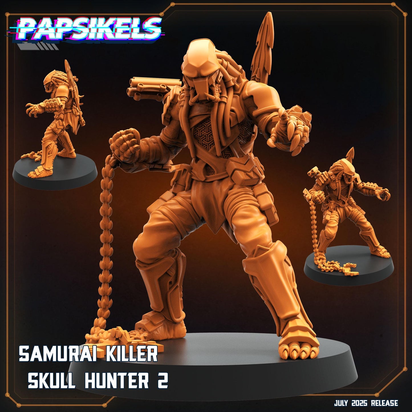 Samurai Alien Skull Hunter Miniature: 28mm/32mm Sci-Fi RPG Figure