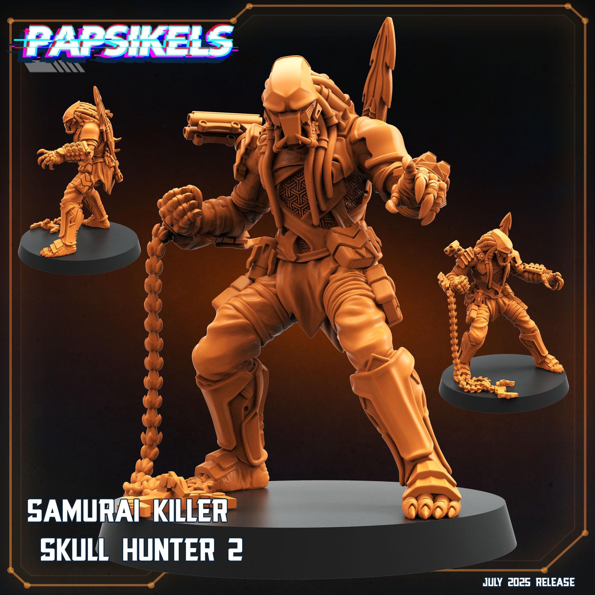 Samurai Alien Skull Hunter Miniature: 28mm/32mm Sci-Fi RPG Figure