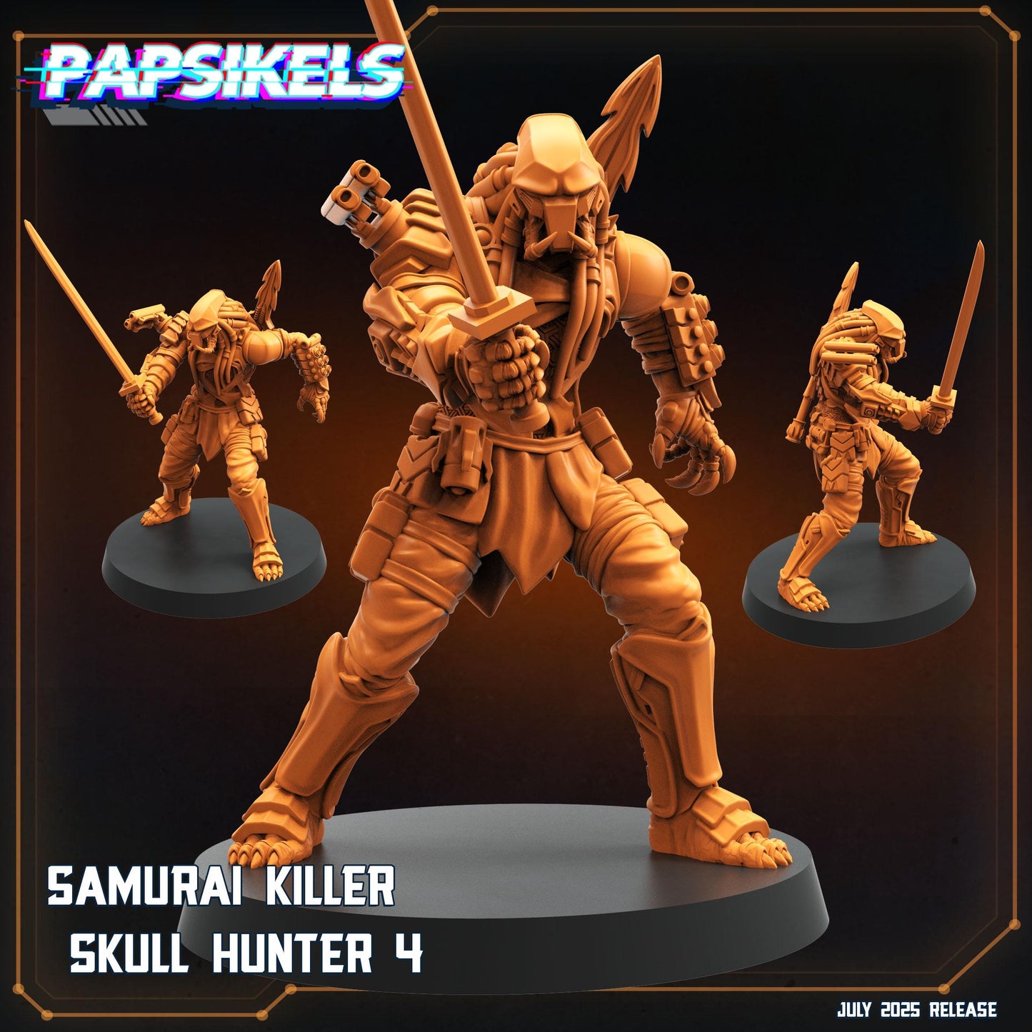Samurai Alien Skull Hunter Miniature: 28mm/32mm Sci-Fi RPG Figure