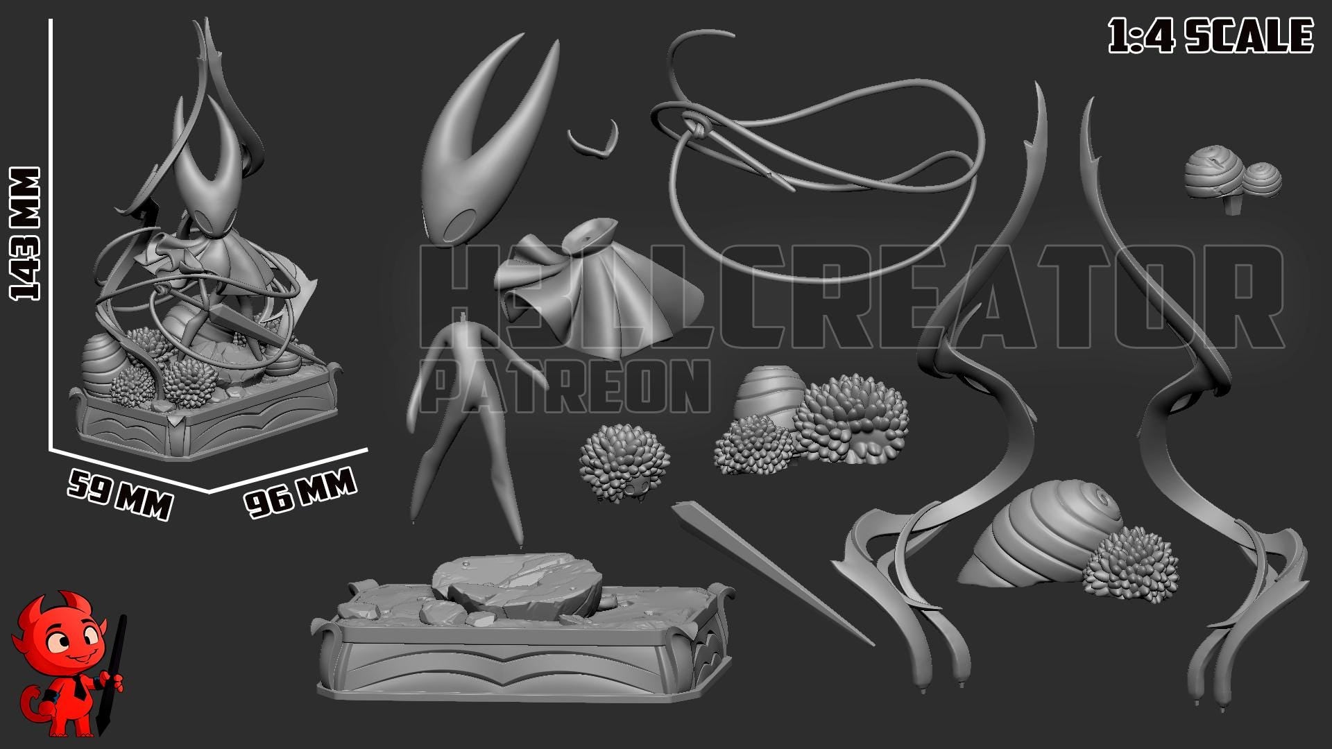 Hornet from Hollow Knight - Silksong (fan art) | Full Model | Miniature scale 1:12 | h3LL Creator | DIY Model Kit
