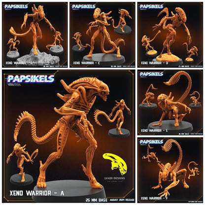 Alien Xenomorph Warriors 32mm Miniature for Sci-Fi RPG, Tabletop Gaming - Papsikels Resurgence Collection