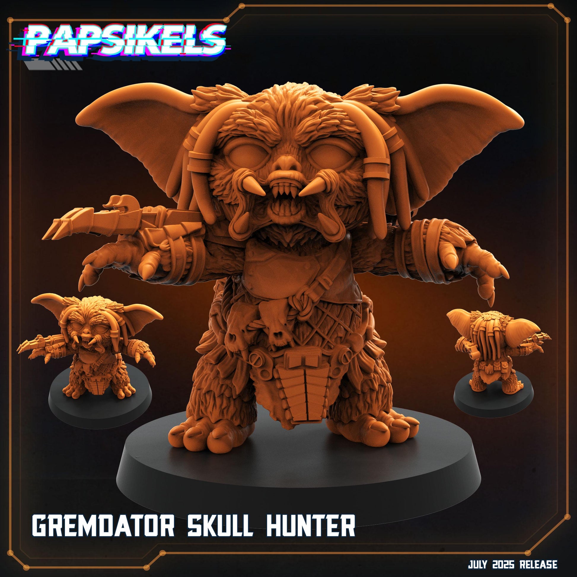 Gremdator Skull Hunter: 3D Printed Resin Miniature - Papsikels Hybrid