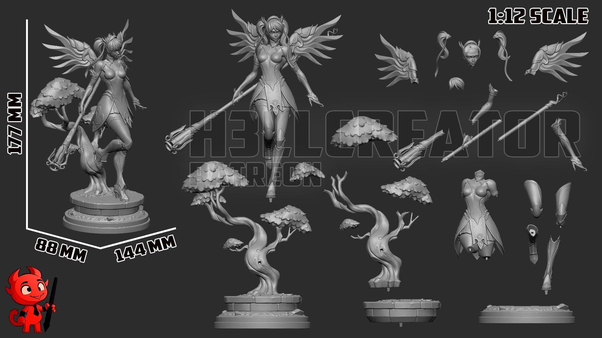 Mercy from Overwatch (fan art) | Full Model or Bust | Miniature scale 1:12 | h3LL Creator | DIY Model Kit