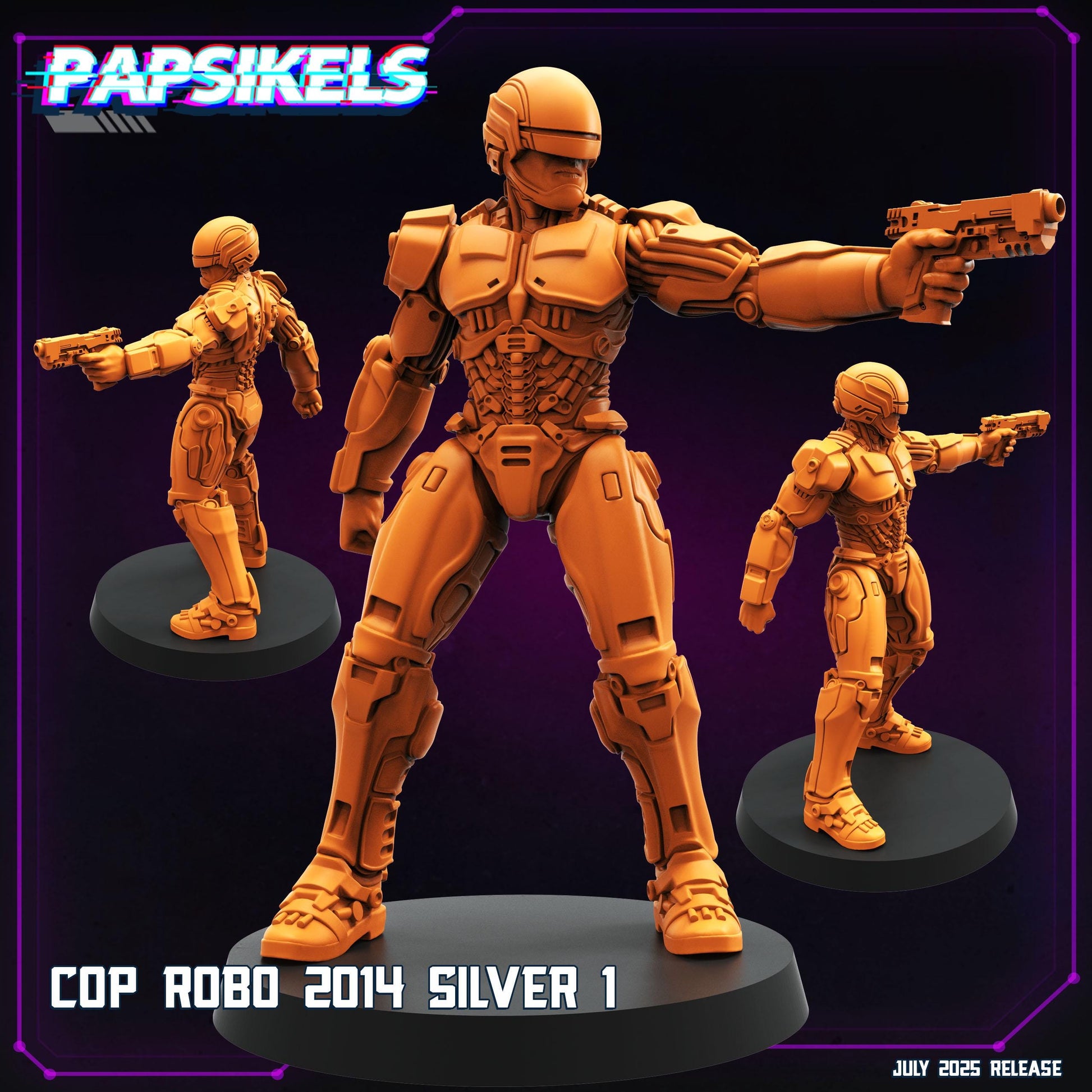 Cyberpunk Cop Robo 2014 Miniature: 28/32mm Resin Model - Papsikels