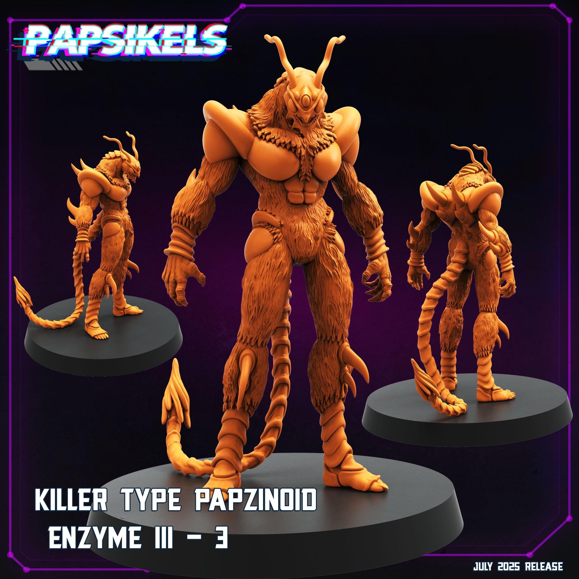 Cyberpunk | Killer Type Papzinoid Enzyme III | Guyver – Papsikels Miniature – 3D Printed Resin Mini, 28mm or 32mm, RPG, TTRPG, Wargaming