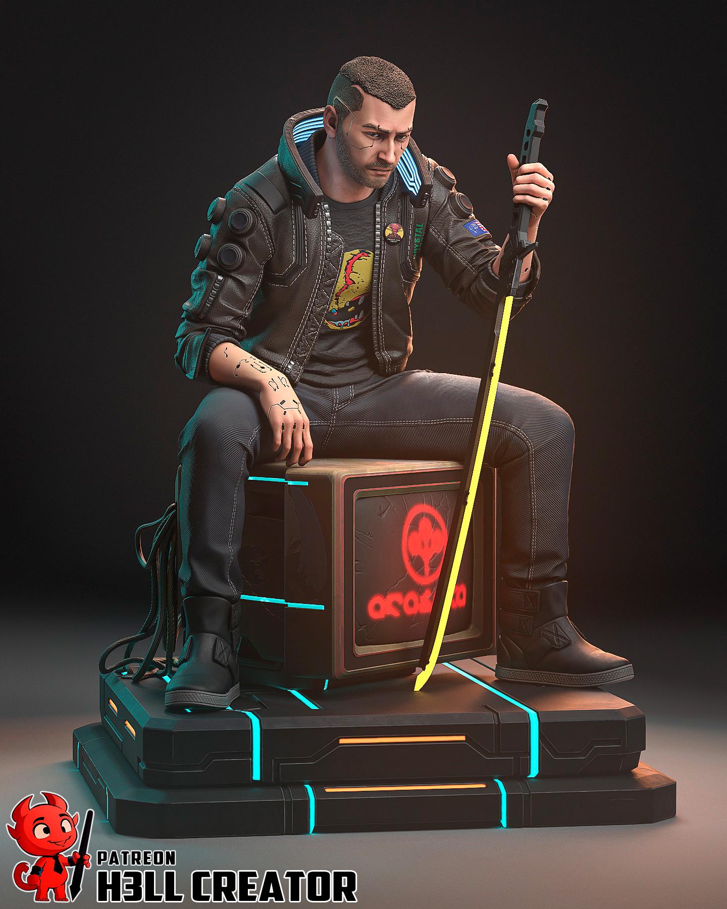 Male V from Cyberpunk 2077 (fan art) | Full Model or Bust | Miniature scale 1:12 | h3LL Creator | DIY Model Kit