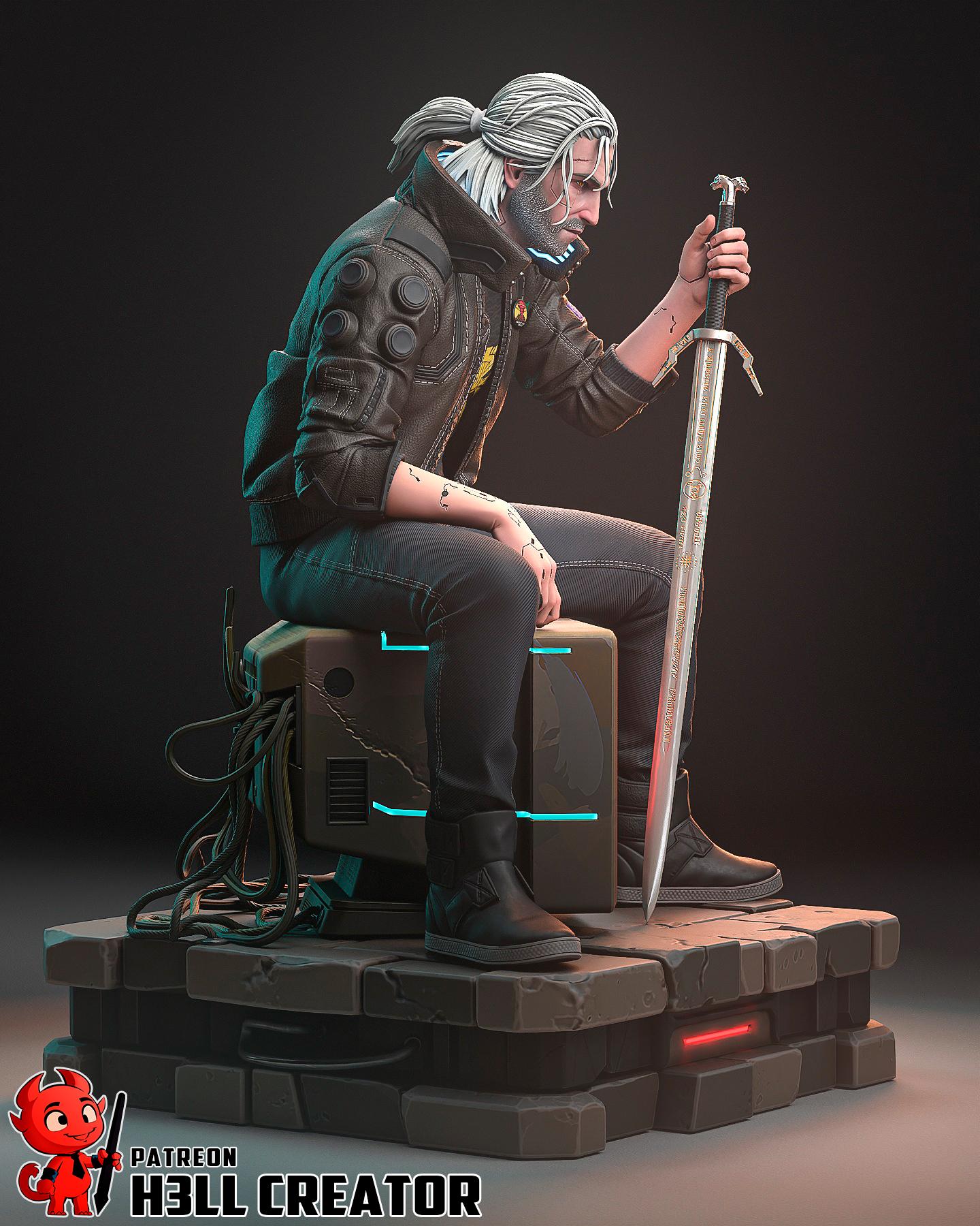 Silverronin (Geralt) from Cyberpunk 2077 / The Witcher (fan art) | Full Model or Bust | Miniature scale 1:12 | h3LL Creator | DIY Model Kit