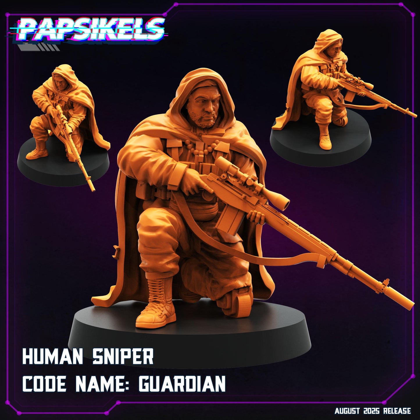 Cyberpunk Sniper Code Name Guardian Miniature: 28mm/32mm Resin Model for RPG, TTRPG