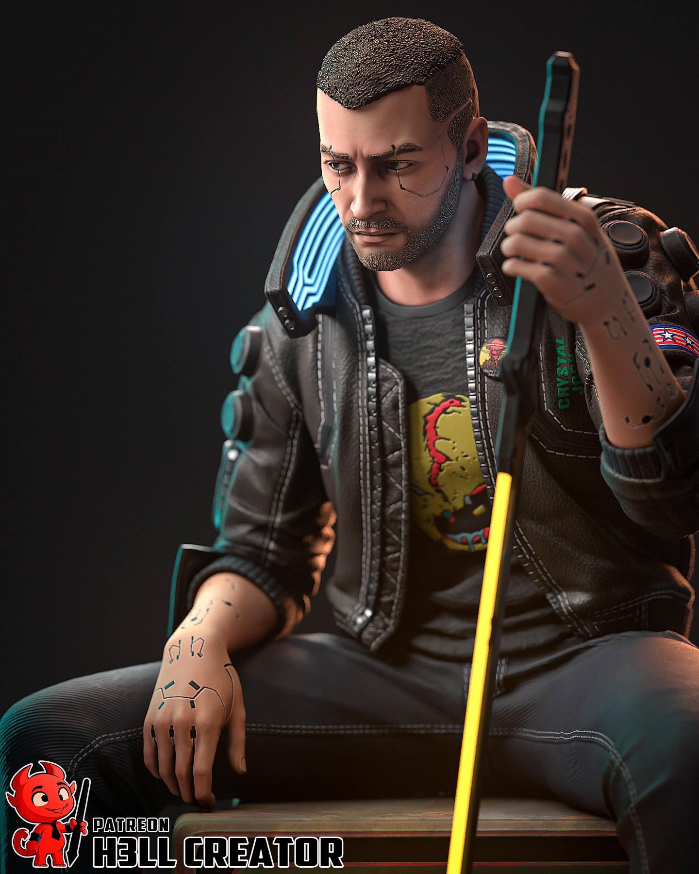 Male V from Cyberpunk 2077 (fan art) | Full Model or Bust | Miniature scale 1:12 | h3LL Creator | DIY Model Kit