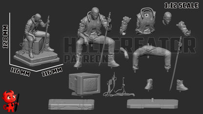 Male V from Cyberpunk 2077 (fan art) | Full Model or Bust | Miniature scale 1:12 | h3LL Creator | DIY Model Kit