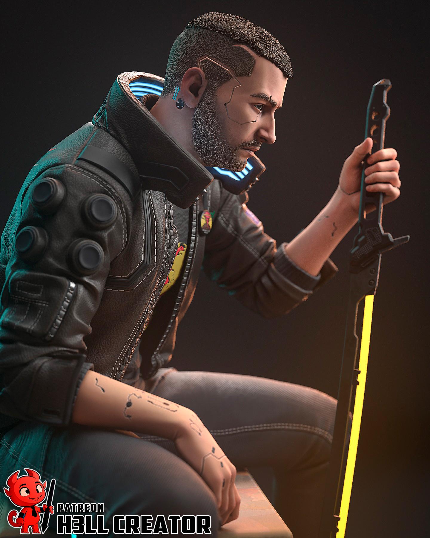 Male V from Cyberpunk 2077 (fan art) | Full Model or Bust | Miniature scale 1:12 | h3LL Creator | DIY Model Kit