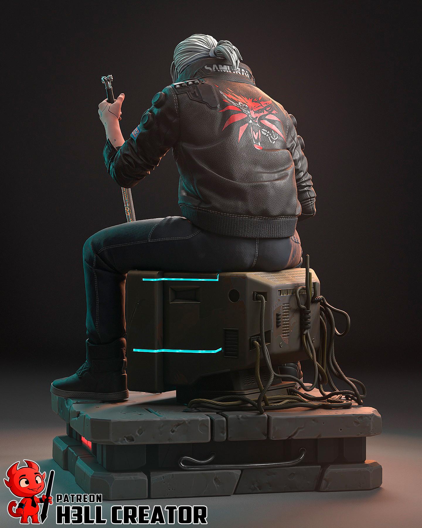 Silverronin (Geralt) from Cyberpunk 2077 / The Witcher (fan art) | Full Model or Bust | Miniature scale 1:12 | h3LL Creator | DIY Model Kit