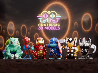 Pokemon Assemble Crossover Resin Figures | Marvel Avengers x Pokemon Mashup | Nostalgic 3D Models | Fan Art Collectibles