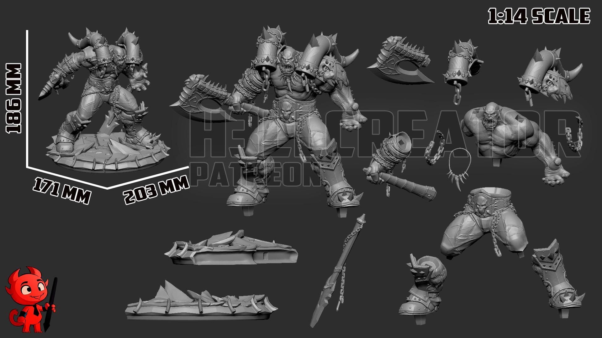 Garrosh from World of Warcraft (fan art) | Full Model or Bust | Miniature scale 1:12 | h3LL Creator | DIY Model Kit
