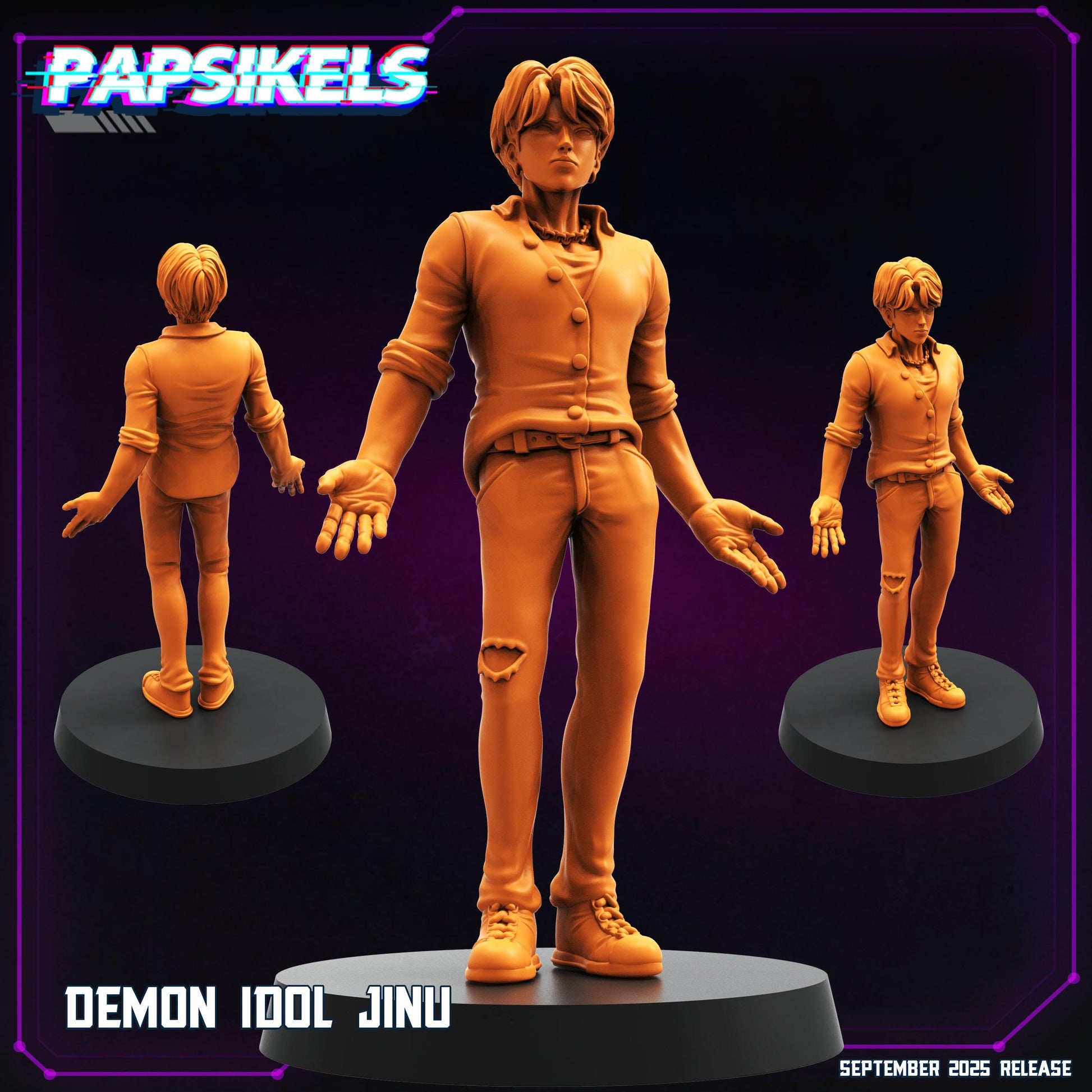 Cyberpunk, K-Pop Demon Hunters Inspired Demon Idols - Papsikels Miniature – 3D Resin Model, 28mm or 32mm Mini for RPG, TTRPG, Wargaming