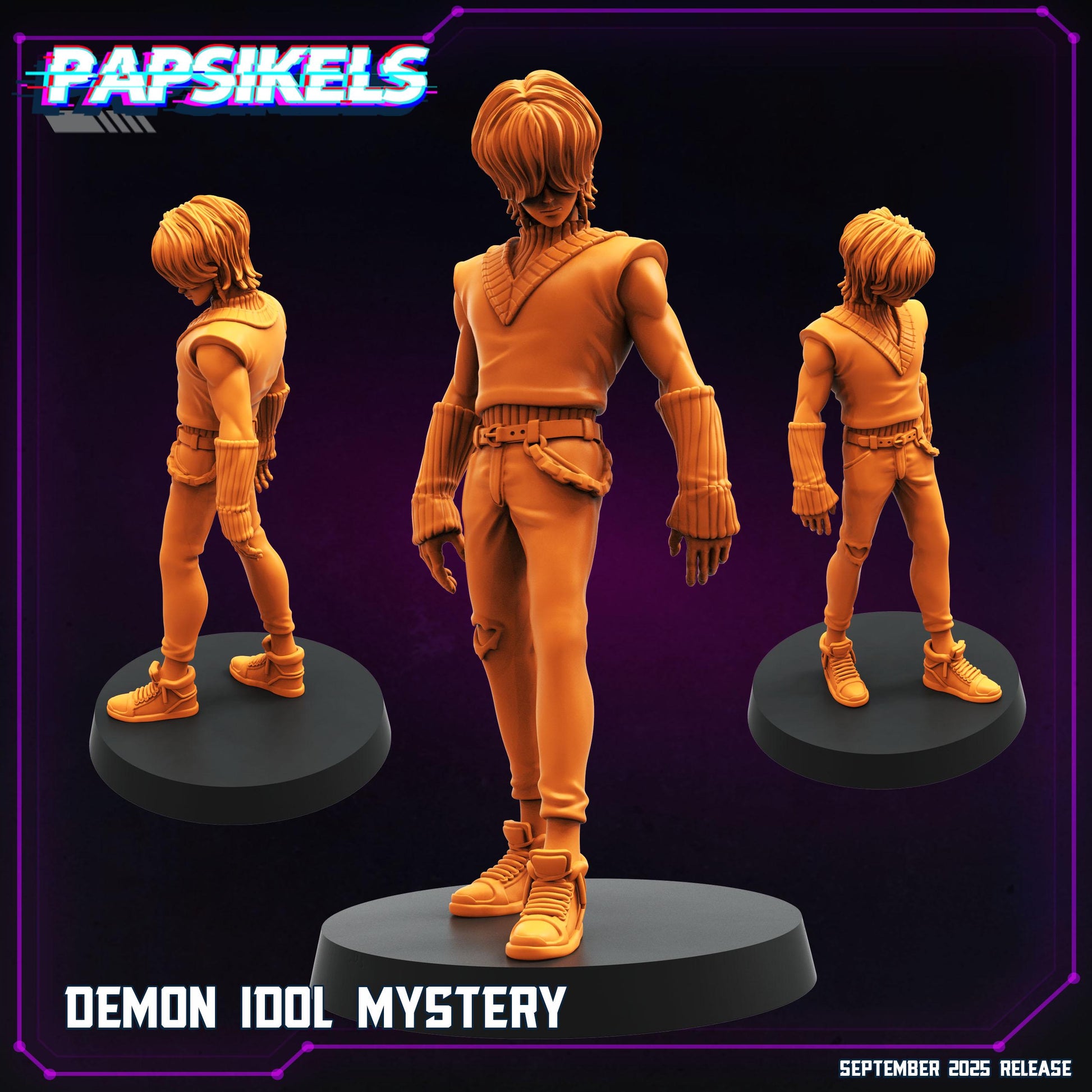 Cyberpunk, K-Pop Demon Hunters Inspired Demon Idols - Papsikels Miniature – 3D Resin Model, 28mm or 32mm Mini for RPG, TTRPG, Wargaming