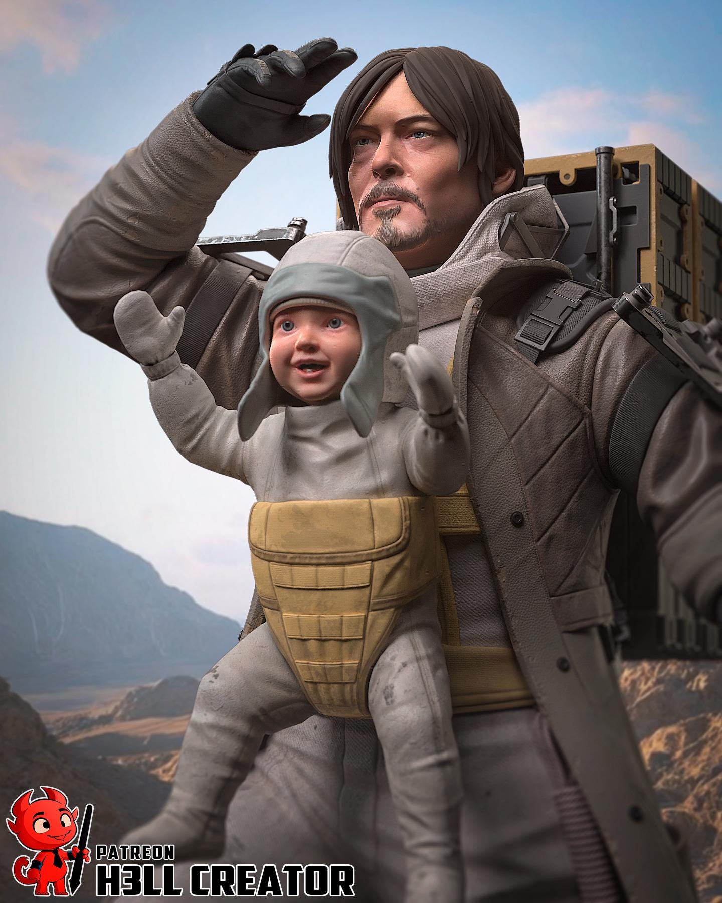 Samuel "Sam" Porter Bridges from Death Stranding 2 (fan art) | Full Model or Bust | Miniature scale 1:12 | h3LL Creator | DIY Model Kit