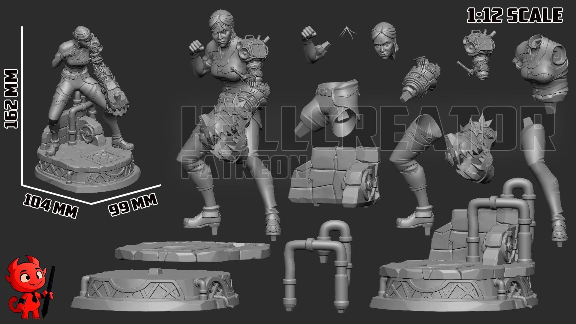 Sevika from Arcane (fan art) | Full Model | Miniature scale 1:12 | h3LL Creator | DIY Model Kit