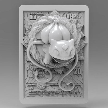 Bulbasaur V2 - 3D Printed Pokemon Card Wall Hanger | Fan Art | Pokemon TCG | Resin Model | ABC3D Models