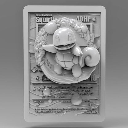 Squirtle V2 - 3D Printed Pokemon Card Wall Hanger | Fan Art | Pokemon TCG | Resin Model | ABC3D Models