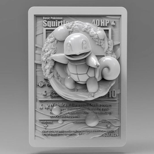 Squirtle V2 - 3D Printed Pokemon Card Wall Hanger | Fan Art | Pokemon TCG | Resin Model | ABC3D Models
