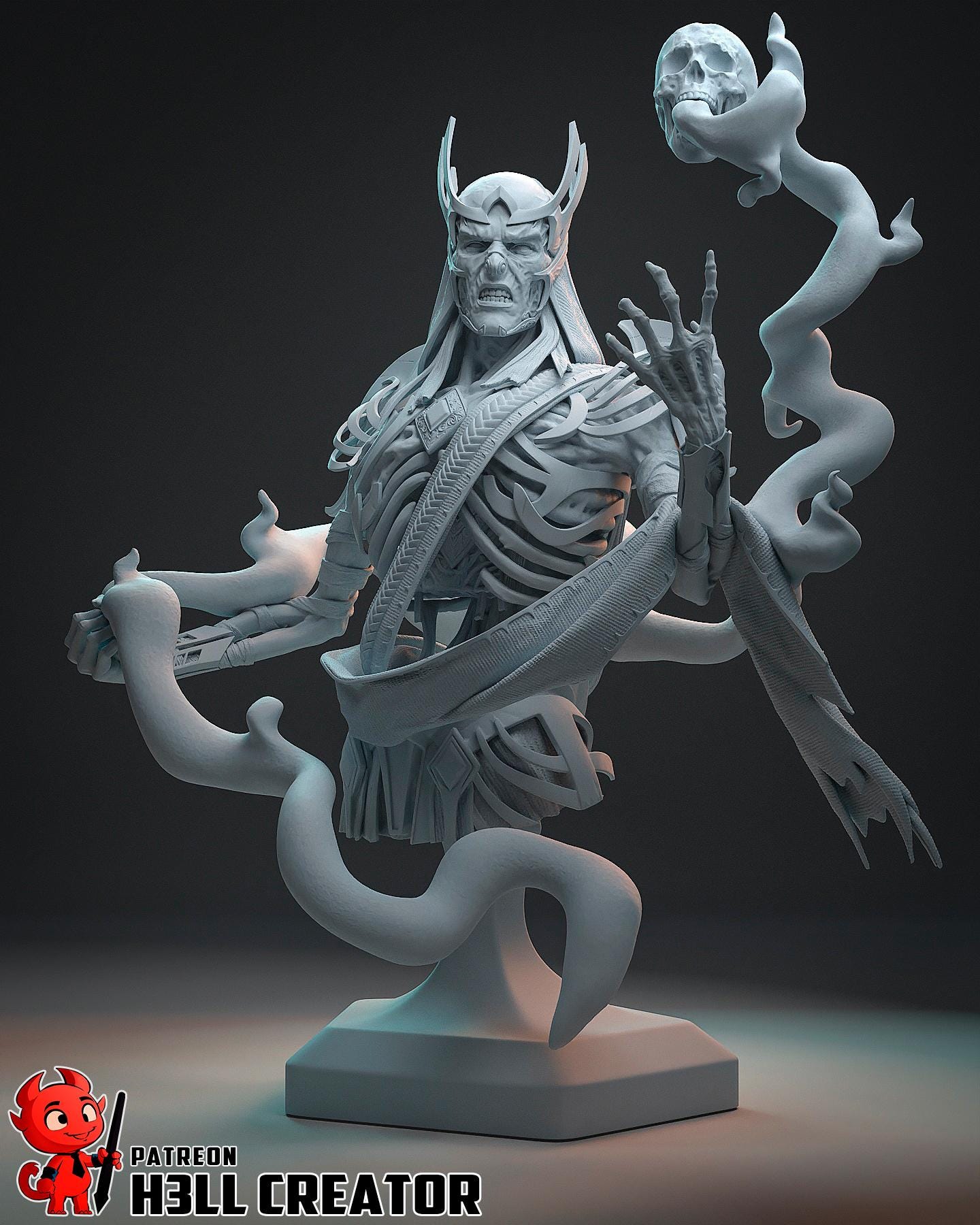 Vecna the Arch-Lich from Dungeons & Dragons (fan art) | Full Model or Bust | Miniature scale 1:12 | h3LL Creator | DIY Model Kit