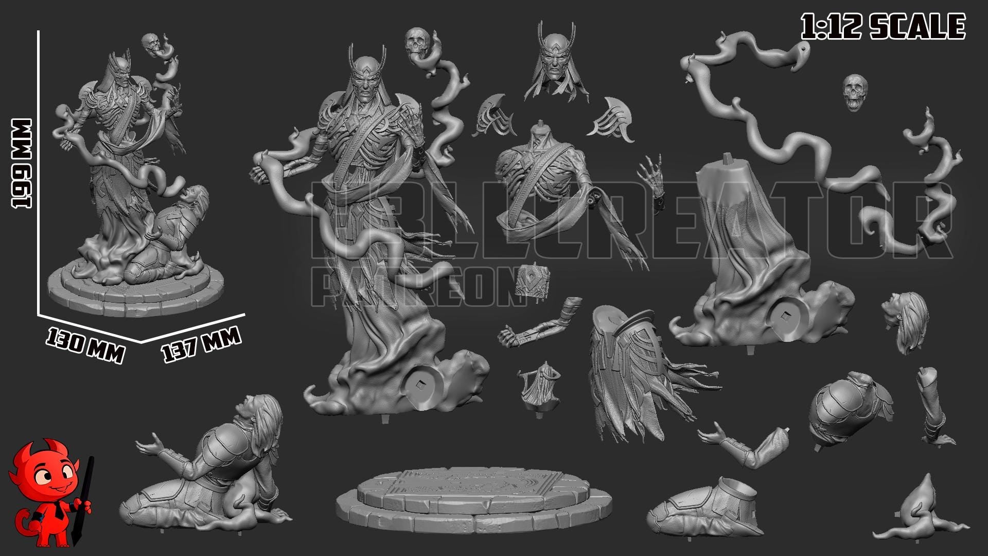Vecna the Arch-Lich from Dungeons & Dragons (fan art) | Full Model or Bust | Miniature scale 1:12 | h3LL Creator | DIY Model Kit