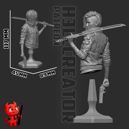Female V from Cyberpunk 2077 (fan art) | Full Model or Bust | Miniature scale 1:12 | h3LL Creator | DIY Model Kit