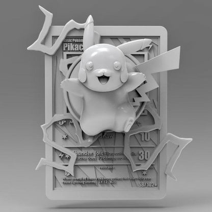 Pikachu V2 - 3D Printed Pokemon Card Wall Hanger | Fan Art | Pokemon TCG | Resin Model | ABC3D Models