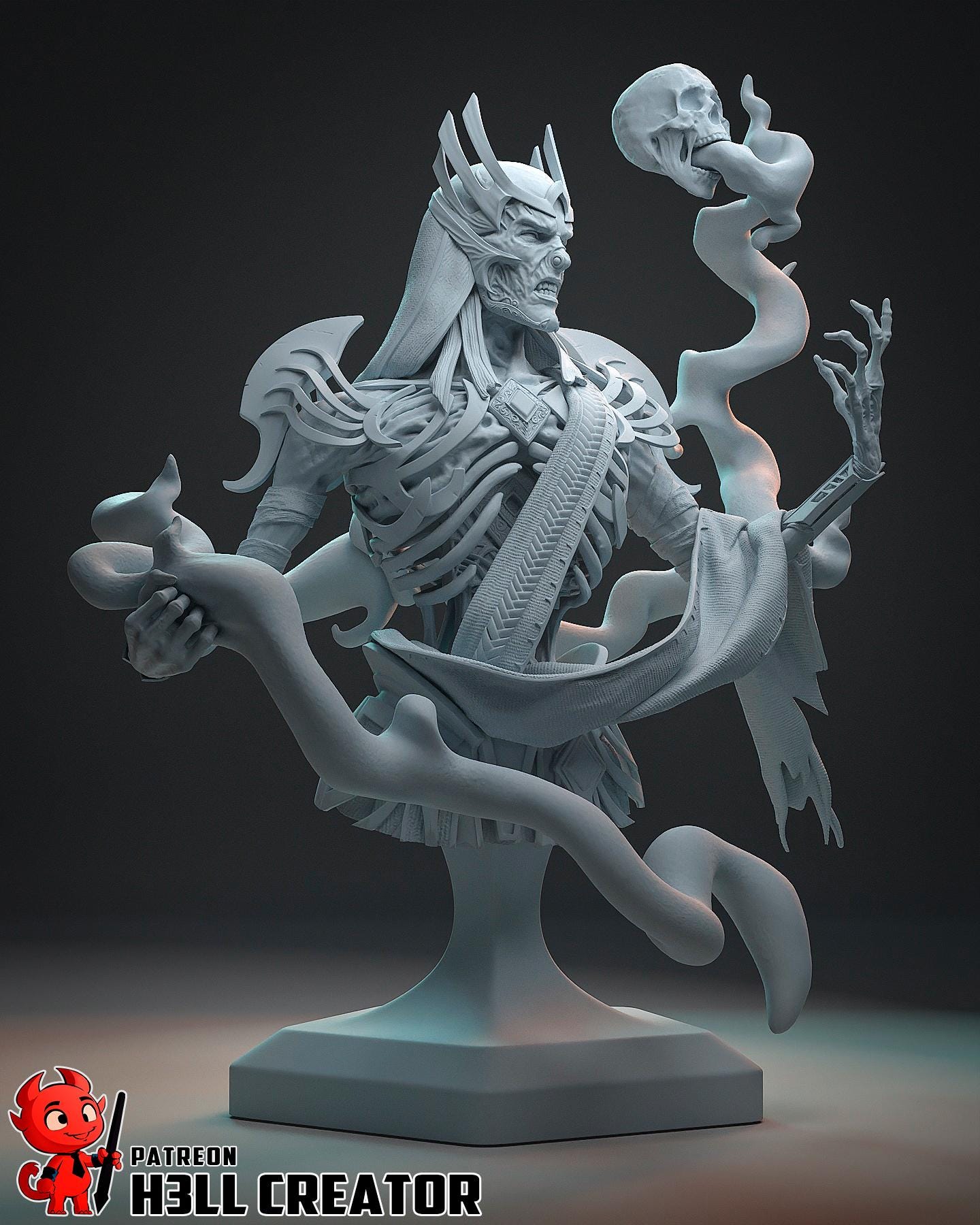 Vecna the Arch-Lich from Dungeons & Dragons (fan art) | Full Model or Bust | Miniature scale 1:12 | h3LL Creator | DIY Model Kit