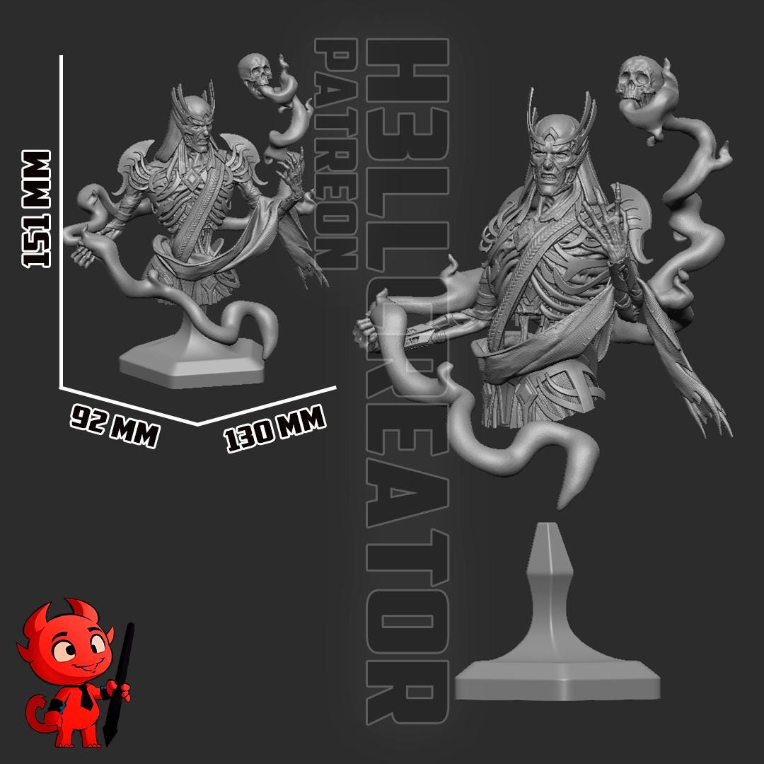 Vecna the Arch-Lich from Dungeons & Dragons (fan art) | Full Model or Bust | Miniature scale 1:12 | h3LL Creator | DIY Model Kit