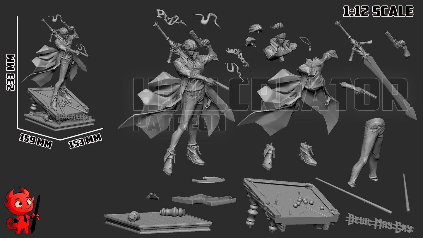 Dante from Devil May Cry - Fan Art - Resin Miniature - H3LL Creator DIY Model Kit 1:12