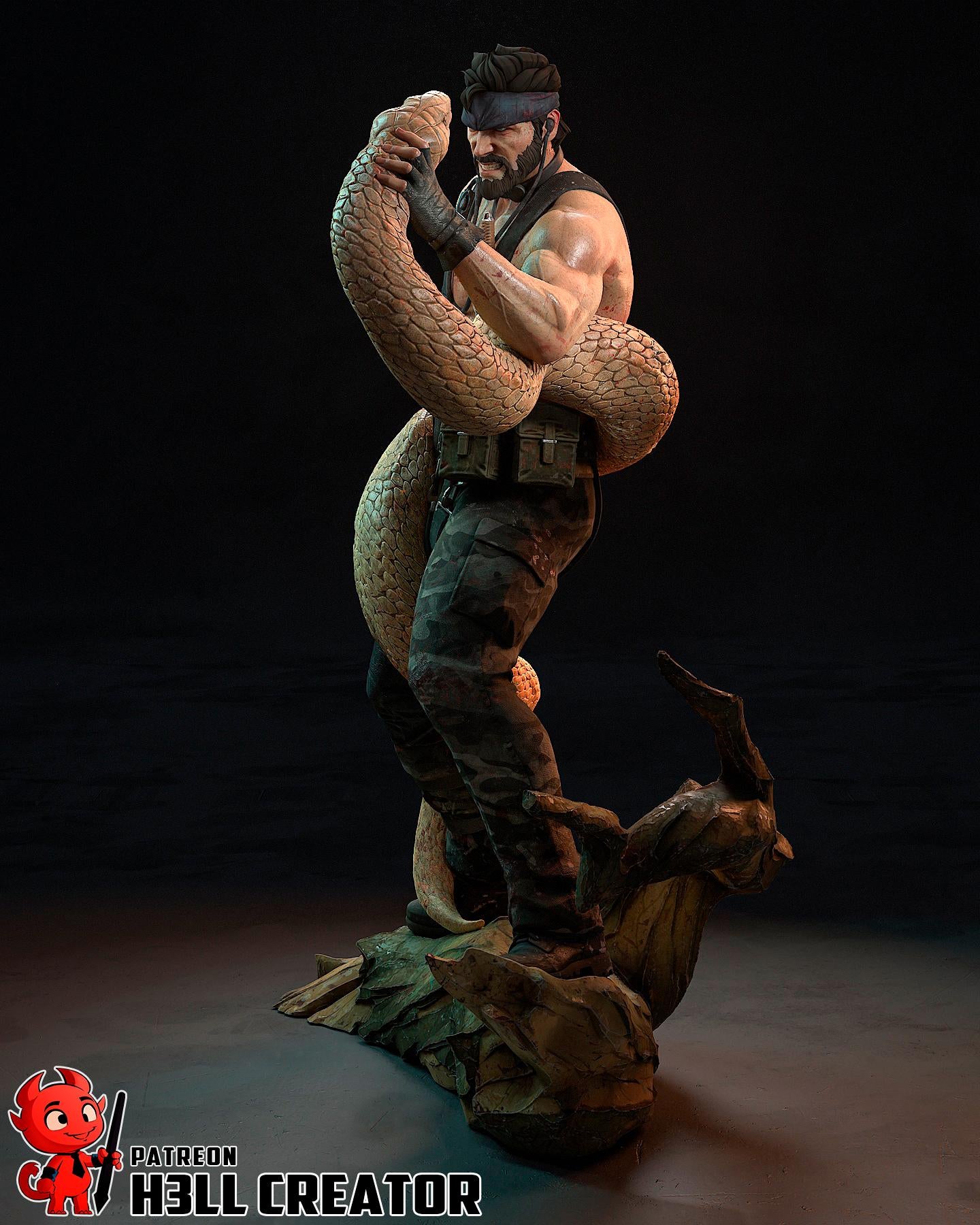 Big Boss (Naked Snake) from Metal Gear Solid - SNAKE EATER - Fan Art - Resin Miniature - H3LL Creator DIY Model Kit 1:12