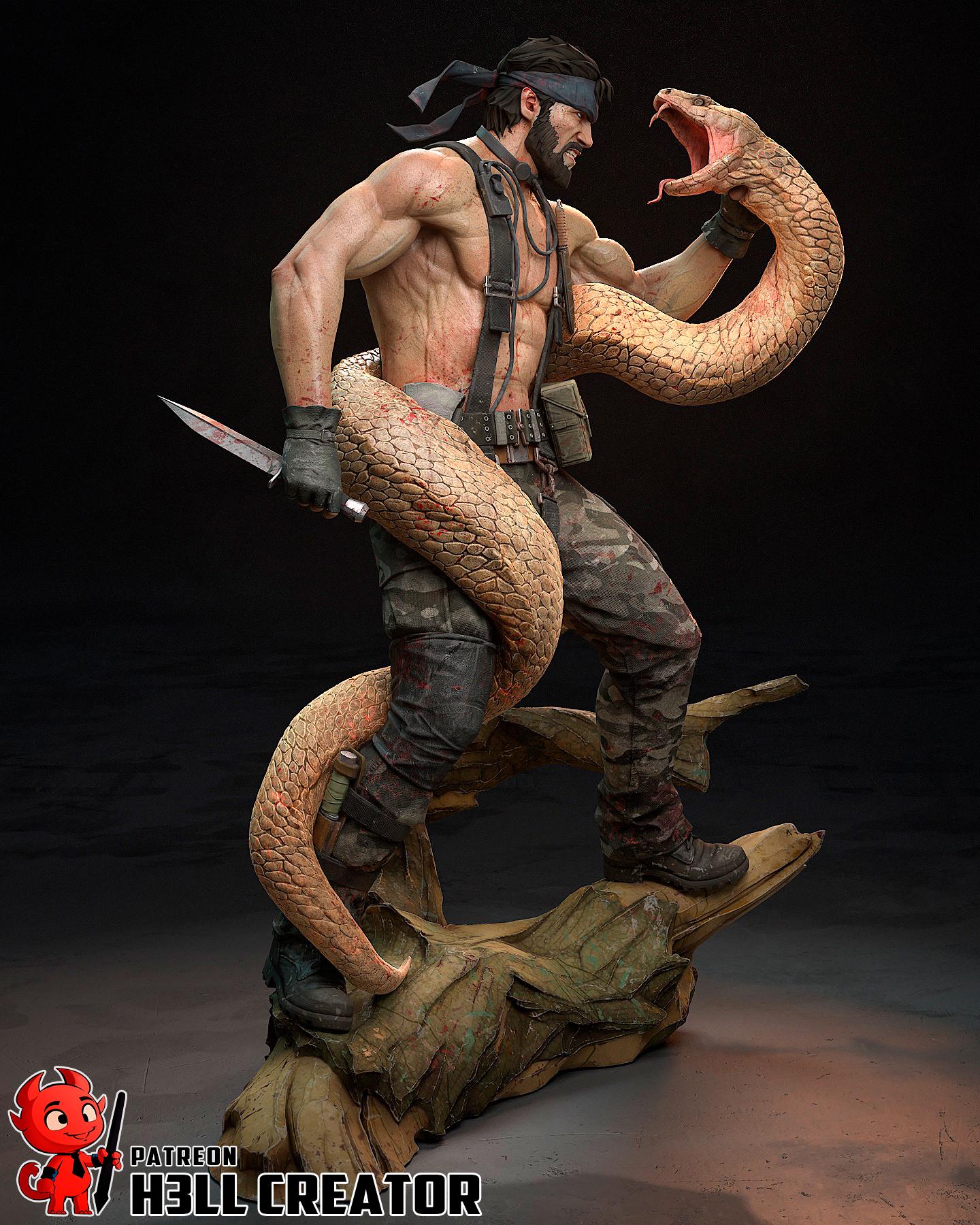 Big Boss (Naked Snake) from Metal Gear Solid - SNAKE EATER - Fan Art - Resin Miniature - H3LL Creator DIY Model Kit 1:12