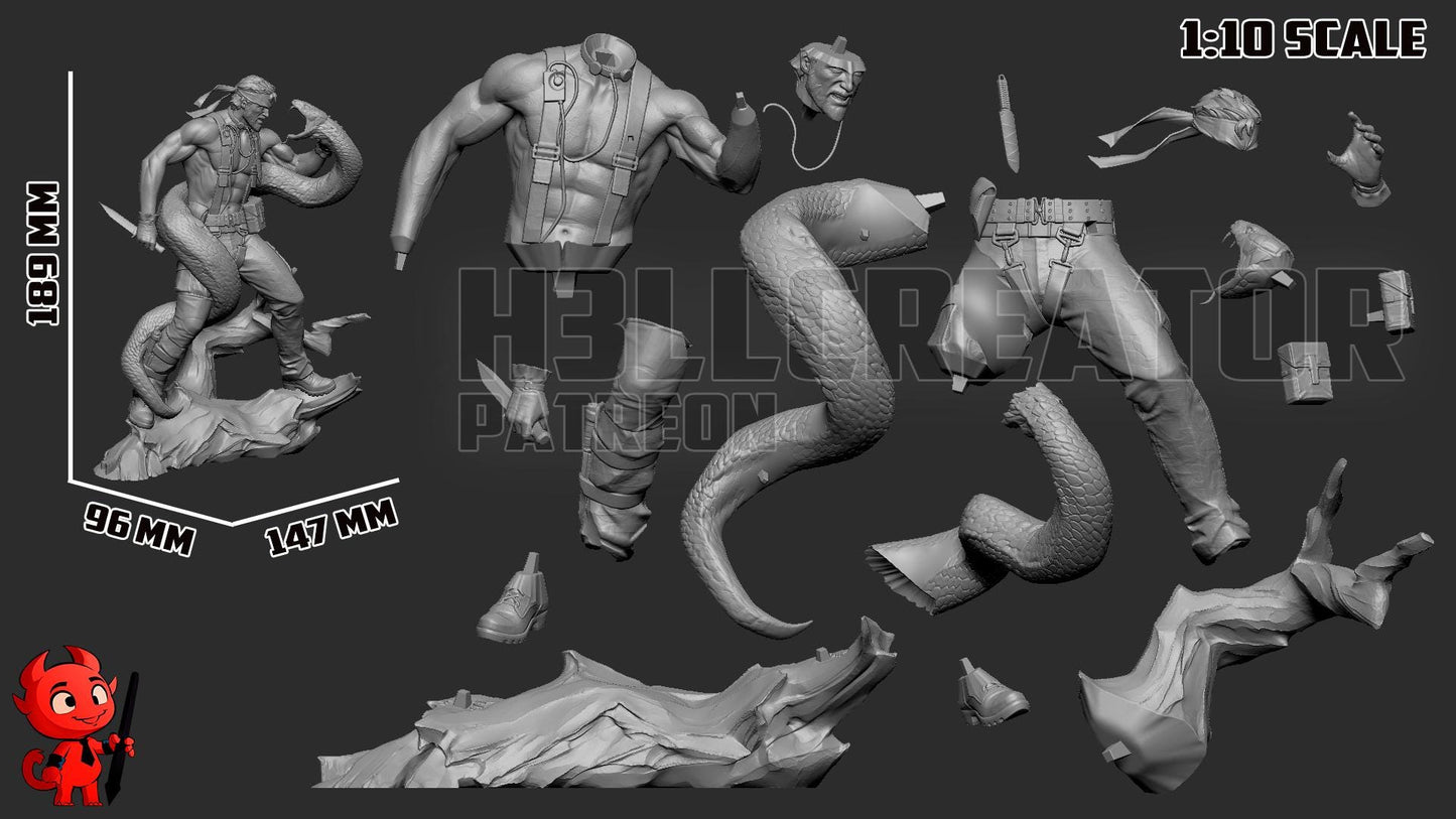 Big Boss (Naked Snake) from Metal Gear Solid - SNAKE EATER - Fan Art - Resin Miniature - H3LL Creator DIY Model Kit 1:12