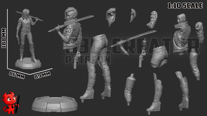 Female V from Cyberpunk 2077 (fan art) | Full Model or Bust | Miniature scale 1:12 | h3LL Creator | DIY Model Kit