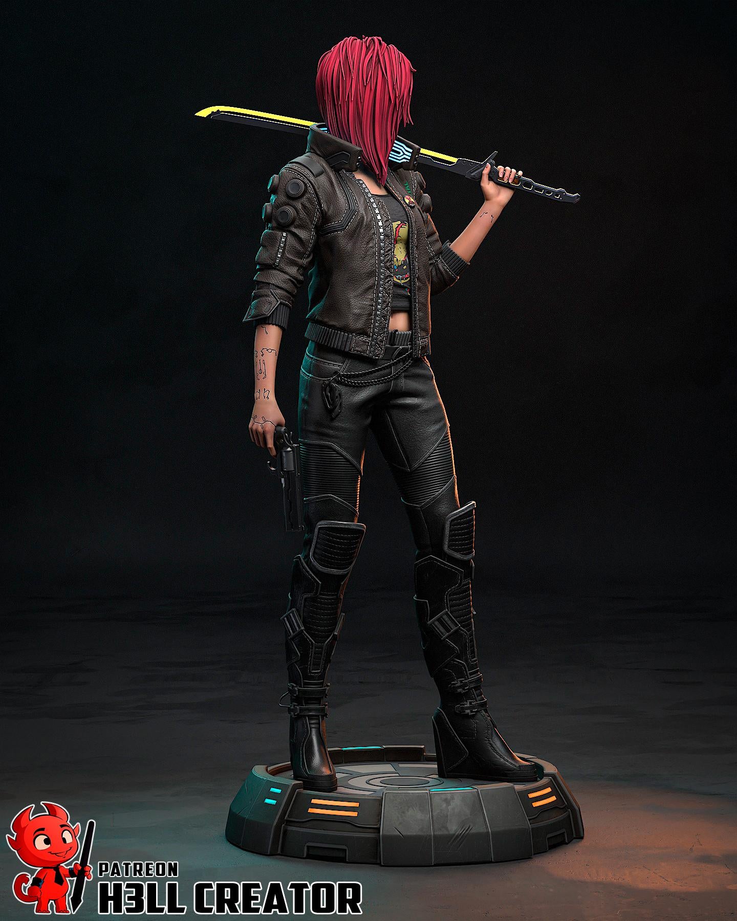Female V from Cyberpunk 2077 (fan art) | Full Model or Bust | Miniature scale 1:12 | h3LL Creator | DIY Model Kit
