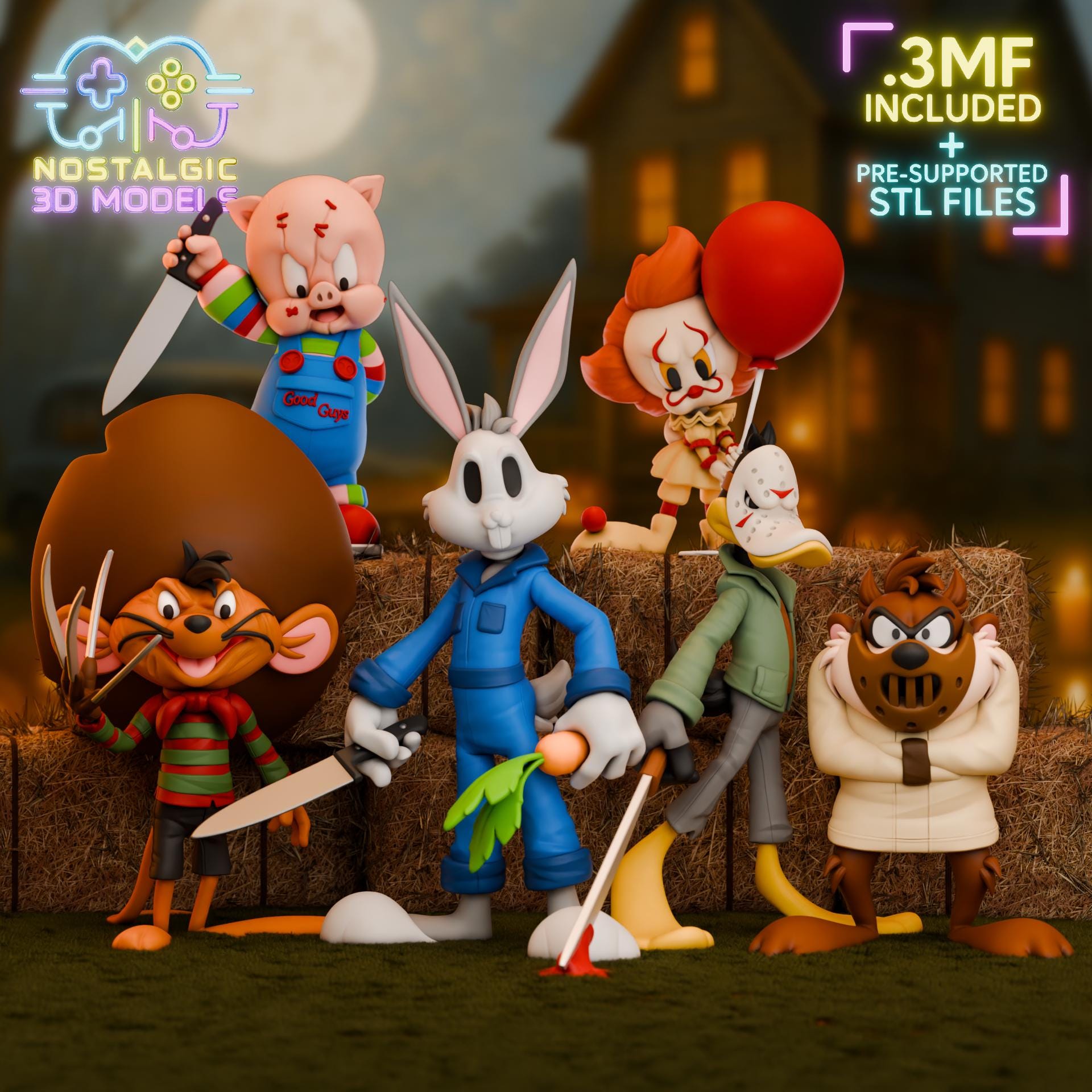 Toon Terror Collection | Nostalgic 3D Horror × Loony Mashup Set | Large & Small Resin Collectibles