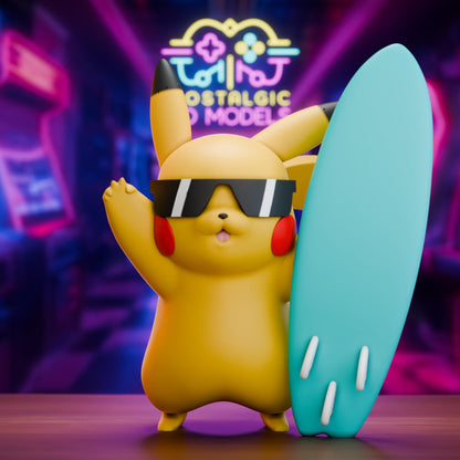Summer Beach Day | Nostalgic 3D Pokémon-Inspired Resin Figures | Pikachu, Eevee & Snorlax | Collector Display Set