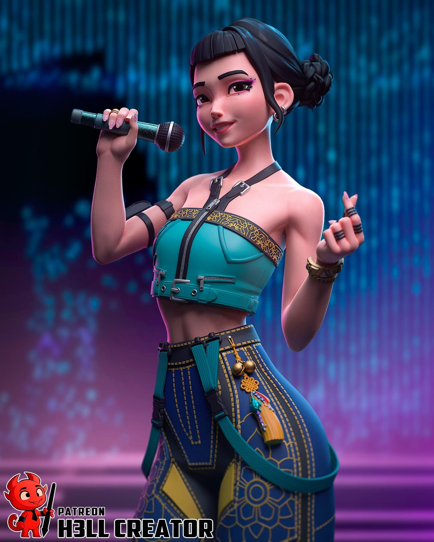 Zoey – Cyber Idol Demon Hunter | H3LLcreator | Full Model or Bust | K-Pop Demon Hunters Inspired | Premium Resin Print