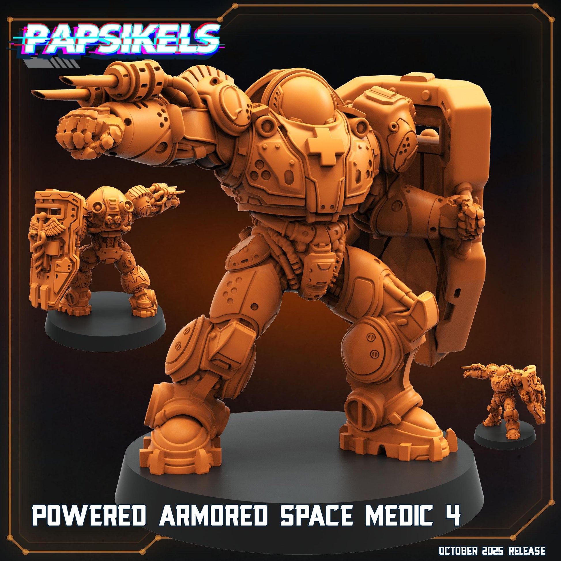 Powered Armored Space Medic | 28 mm / 32 mm Scale | Sci-Fi Miniature | StarCraft-Inspired | Papsikels Miniatures