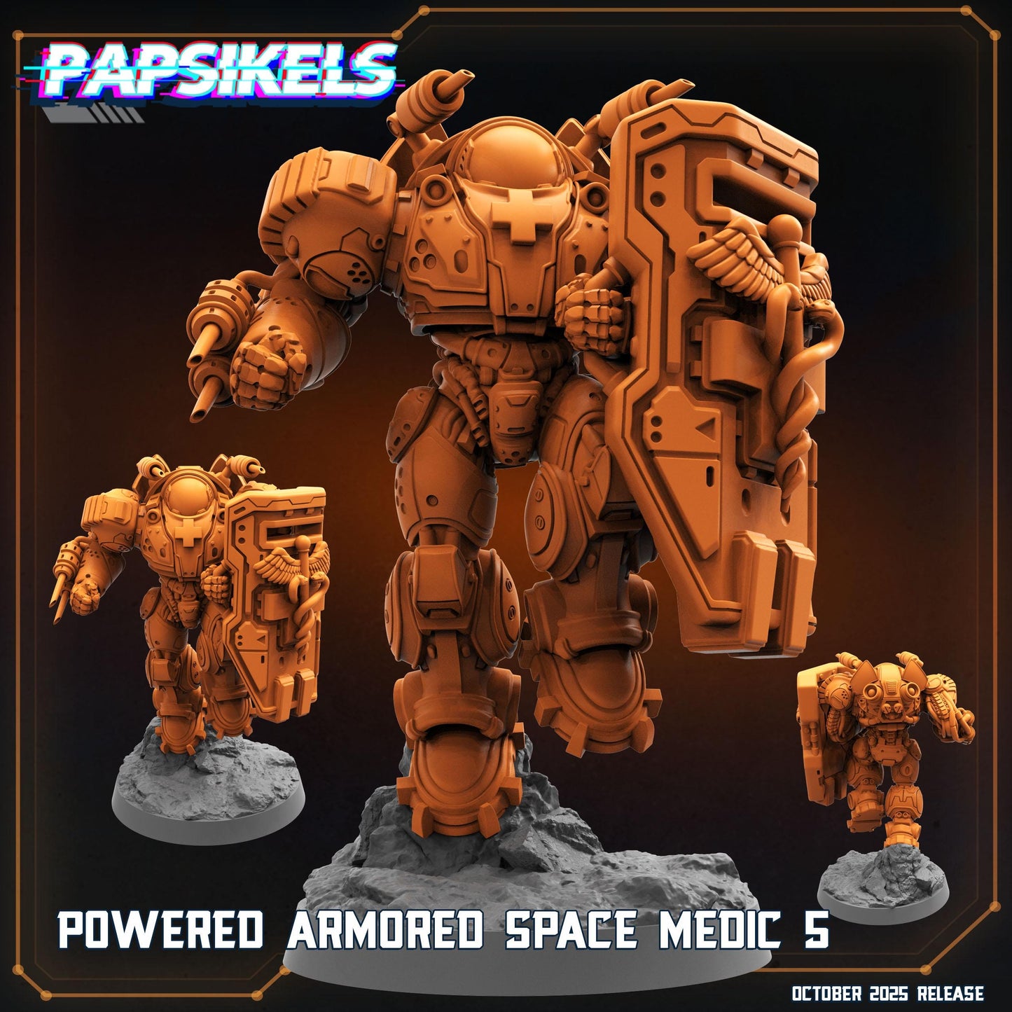 Powered Armored Space Medic | 28 mm / 32 mm Scale | Sci-Fi Miniature | StarCraft-Inspired | Papsikels Miniatures