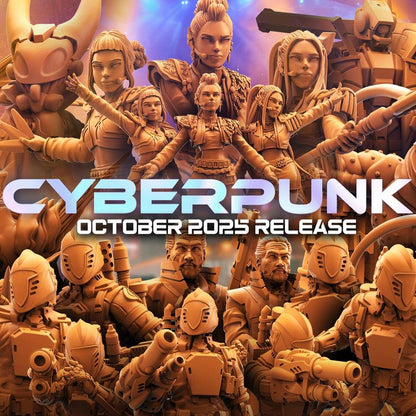 Cyber Silksong | Cyber-Fantasy Spear Fighter Miniature | 28 mm / 32 mm Scale | Papsikels Miniatures